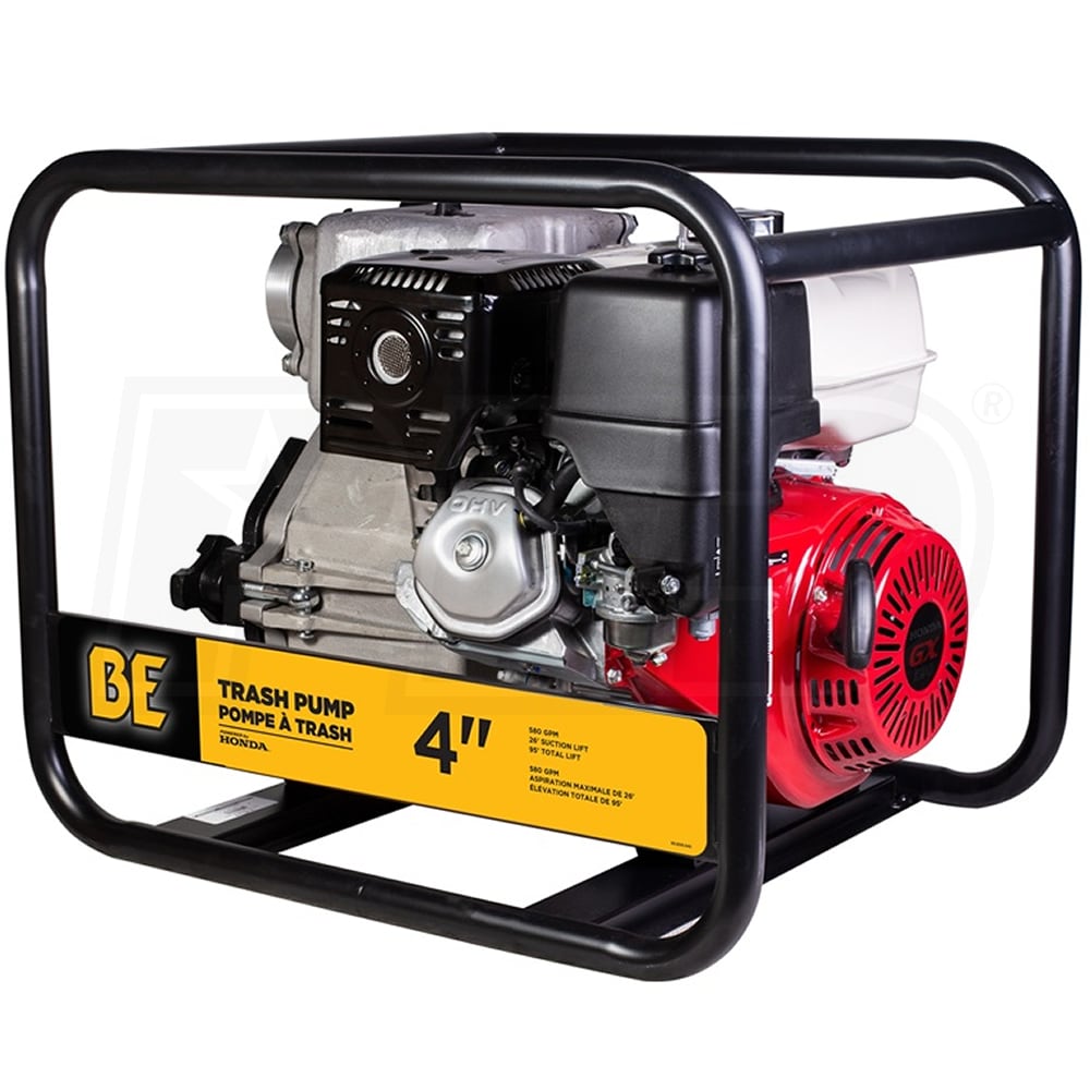 BE Power Equipment TP-4013HM BE - 580 GPM 4-Inch Trash Pump W/ Honda GX ...